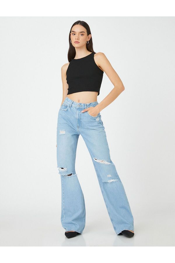 Koton Koton Straight Jeans Relaxed Fit High Waist Wide Leg - Bianca Jeans