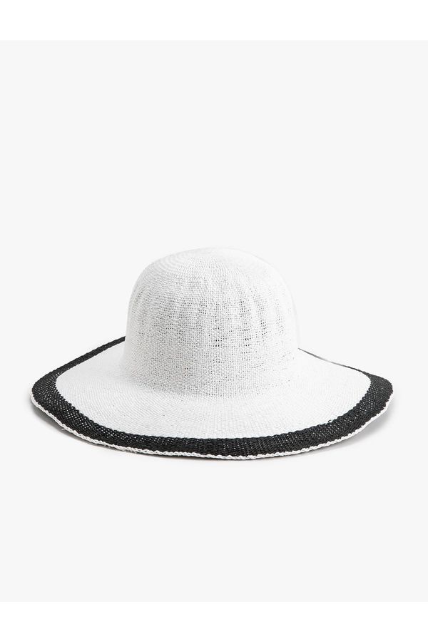 Koton Koton Straw Hat Trilby Textured Stripe Detailed