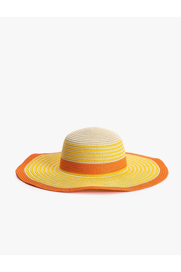 Koton Koton Straw Hats Fedora Color Block