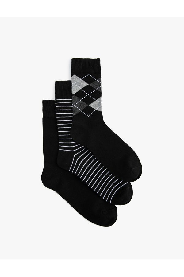 Koton Koton Striped 3-Piece Socks Set Geometric Patterned