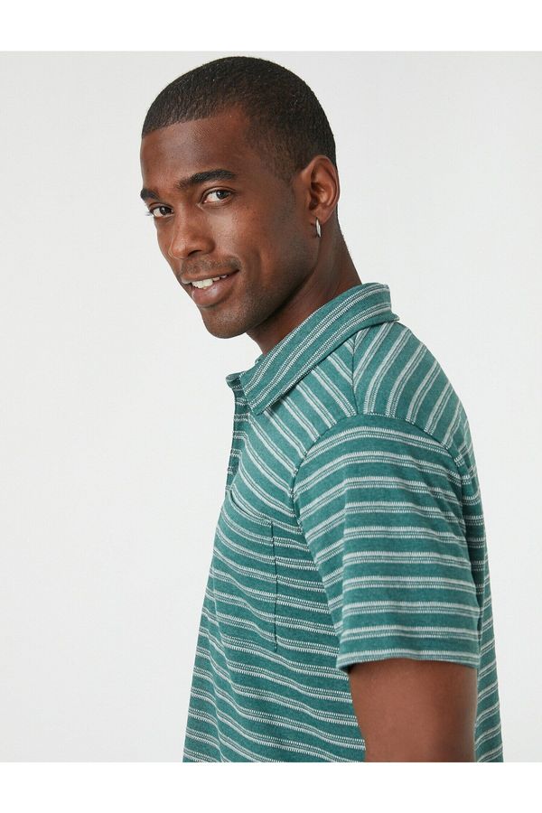 Koton Koton Striped Pocket Polo Neck T-Shirt