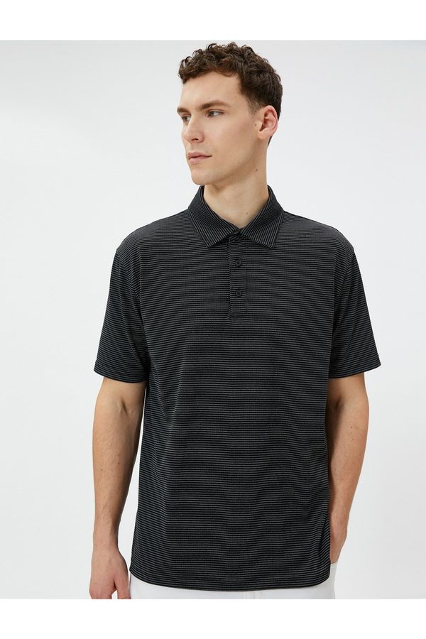 Koton Koton Striped Polo T-Shirt with Short Sleeves and Buttons