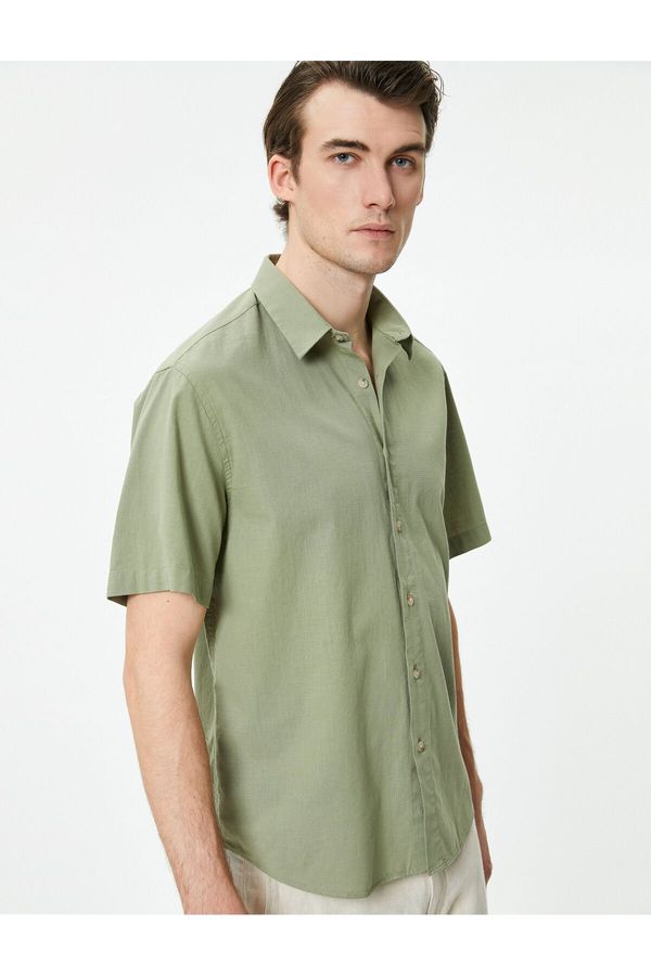 Koton Koton Summer Shirt Short Sleeve Classic Collar Buttoned
