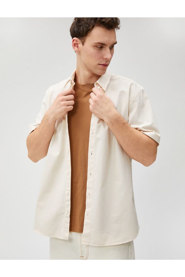 Koton Koton Summer Shirt Short Sleeve Classic Collar Cotton