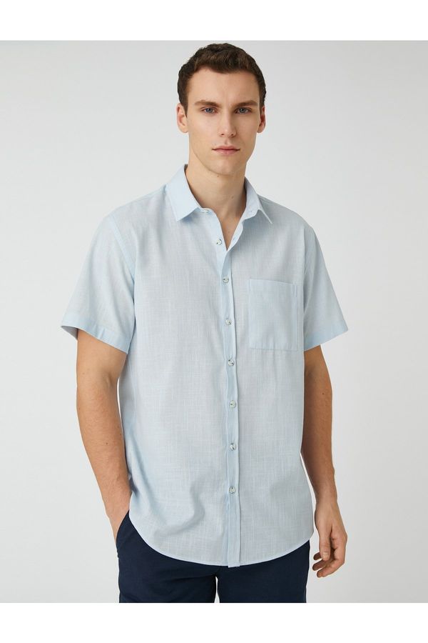 Koton Koton Summer Shirt Short Sleeve Pocket Detailed Classic Collar