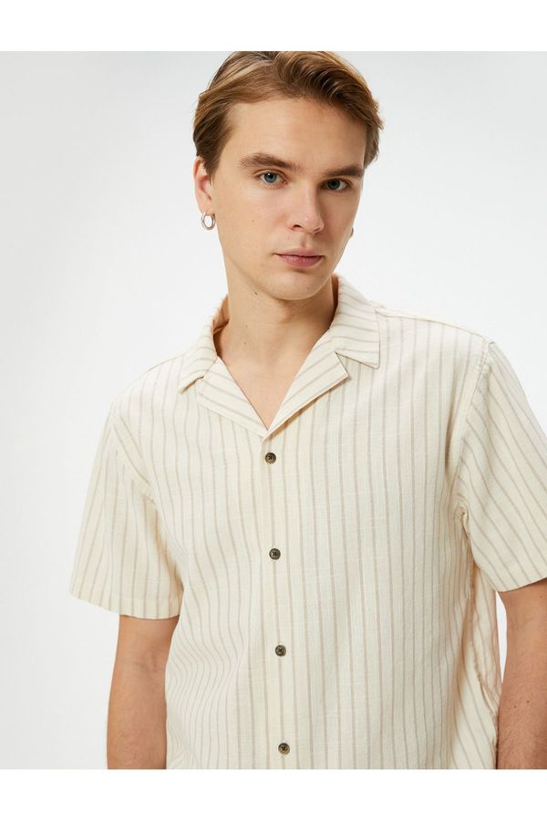 Koton Koton Summer Shirt Short Sleeve Turn-down Collar Buttoned