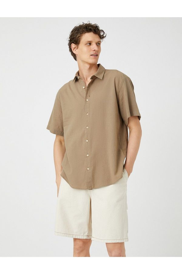 Koton Koton Summer Shirt with Short Sleeves, Classic Collar Buttoned Cotton