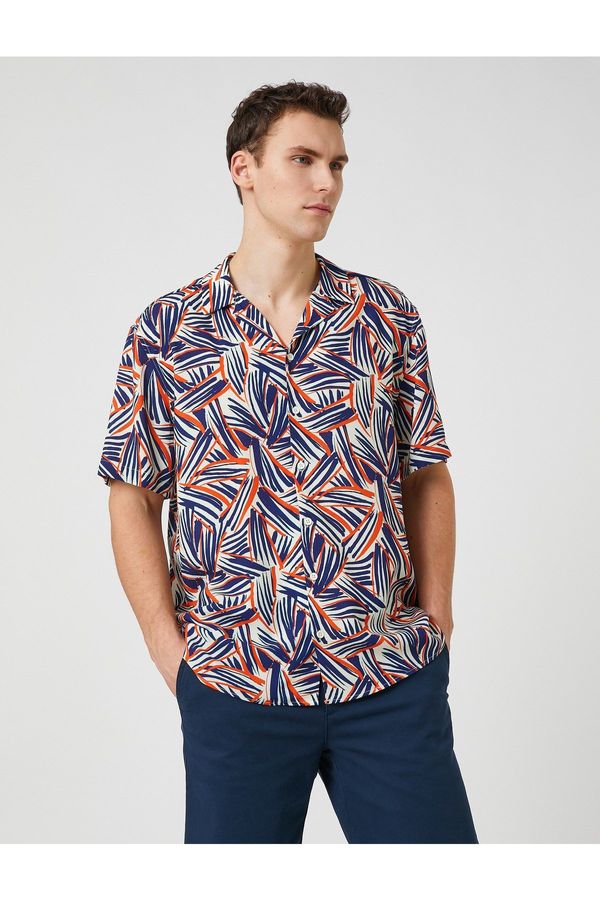 Koton Koton Summer Shirt with Short Sleeves, Turndown Collar