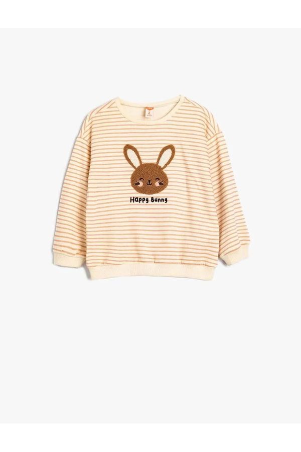 Koton Koton Sweatshirt Rabbit Applique Detailed Long Sleeve Crew Neck Raised Cotton