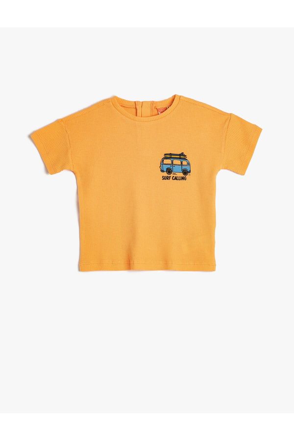 Koton Koton T-Shirt Crew Neck Short Sleeve Car Print Detailed Cotton