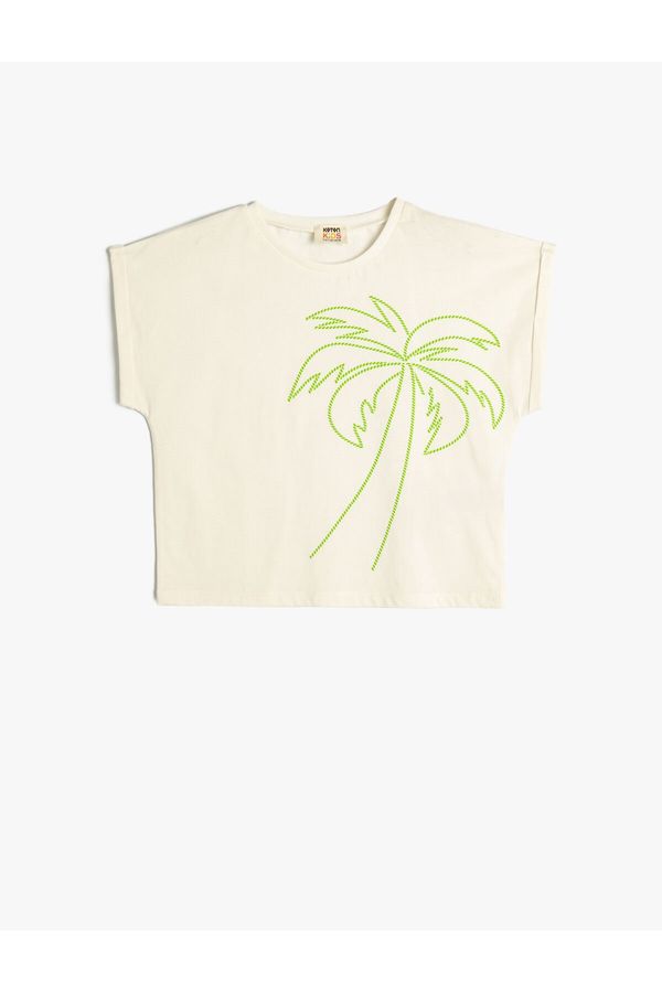 Koton Koton T-Shirt Palm Print Short Sleeve Crew Neck Cotton