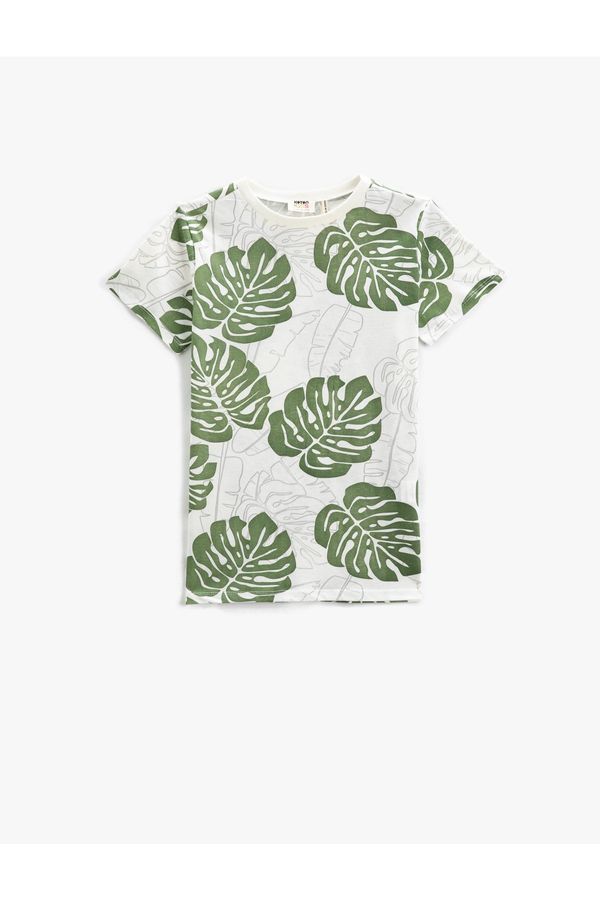 Koton Koton T-Shirt Palm Printed Short Sleeve Crew Neck
