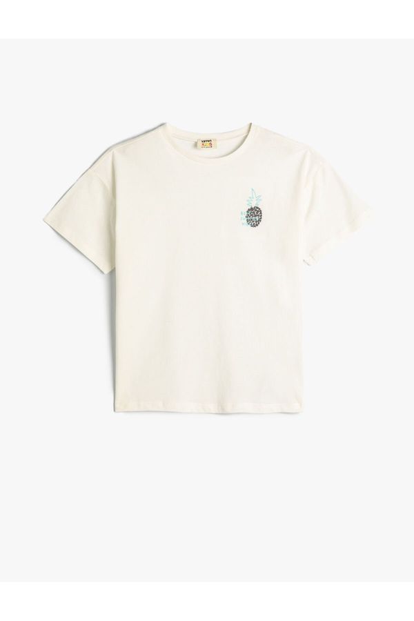 Koton Koton T-Shirt Pineapple Print Crew Neck Short Sleeve Cotton