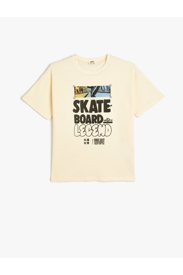Koton Koton T-Shirt Skateboarding Theme Printed Back Short Sleeve Crew Neck Cotton