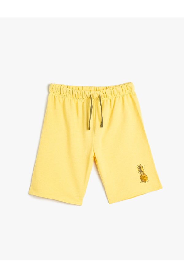 Koton Koton Tie Waist Shorts with Pineapple Print