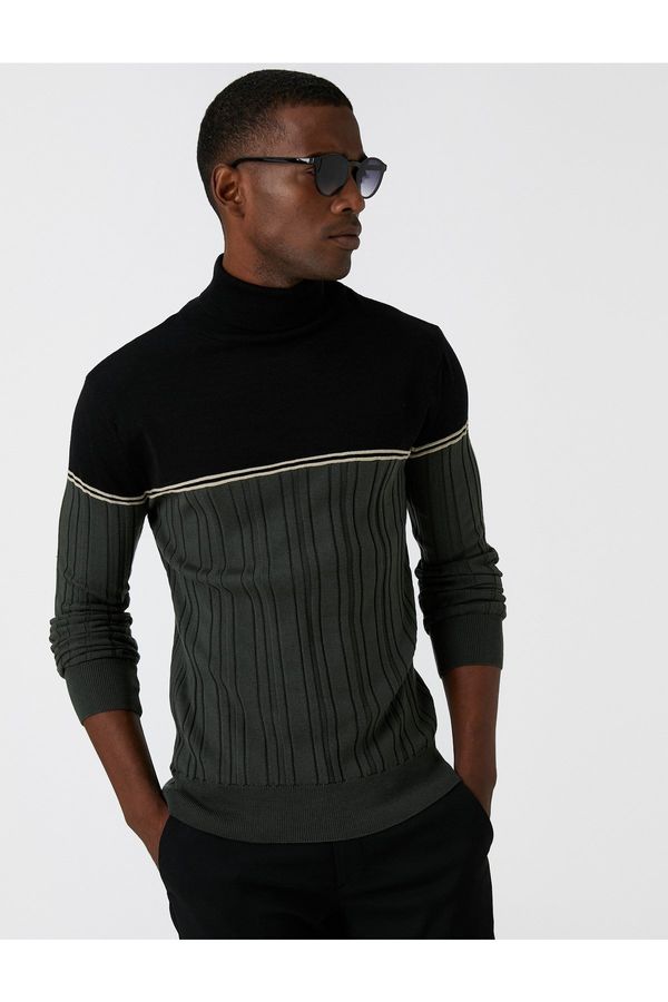 Koton Koton Turtleneck Knitwear Sweater Color Block