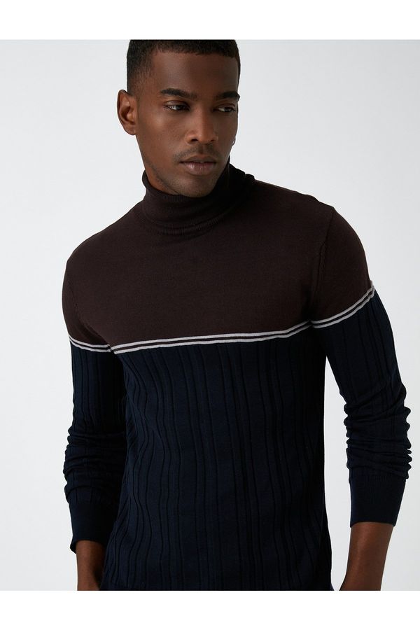 Koton Koton Turtleneck Knitwear Sweater Color Blocked