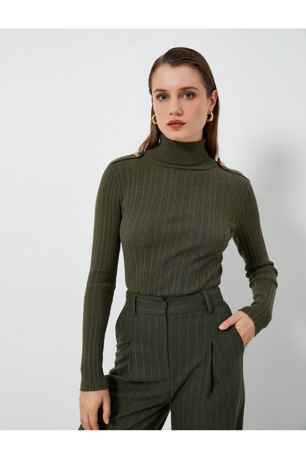 Koton Koton Turtleneck Knitwear Sweater with Camisole Epaulette Detail