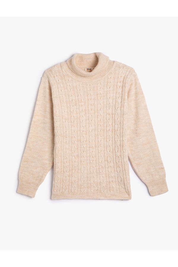 Koton Koton Turtleneck Sweater with Knitted Hair and Long Sleeves. Soft Textured.