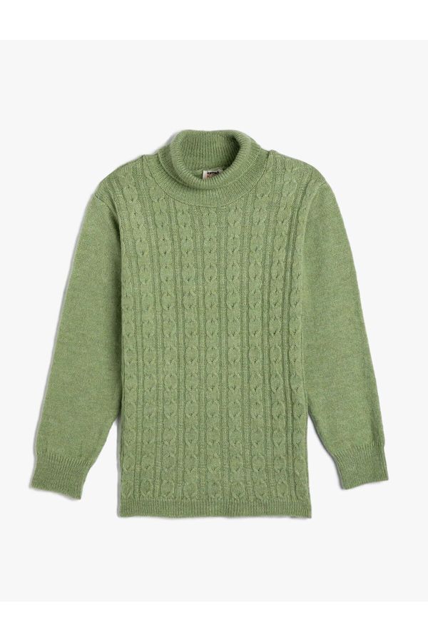 Koton Koton Turtleneck Sweater with Knitted Hair and Long Sleeves. Soft Textured.