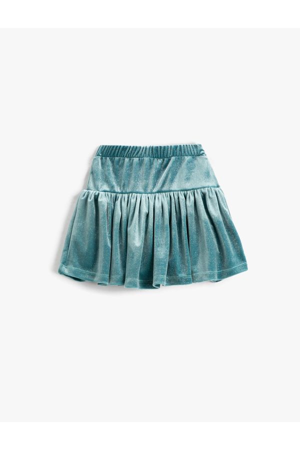 Koton Koton Velvet Shorts Skirt with Glitter Detail.