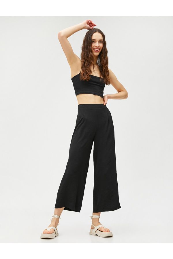 Koton Koton Wide Leg Trousers Pleat Detailed In The Front.
