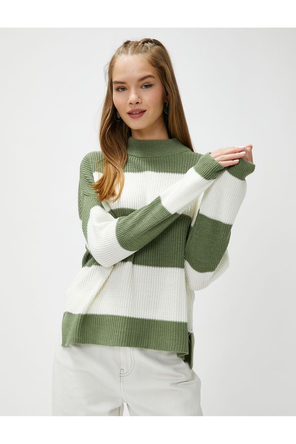 Koton Koton Women's Green Striped Sweater