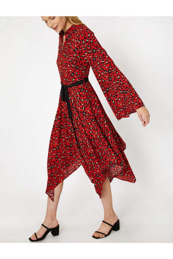Koton Koton Women's Red Leopard Patterned Dress