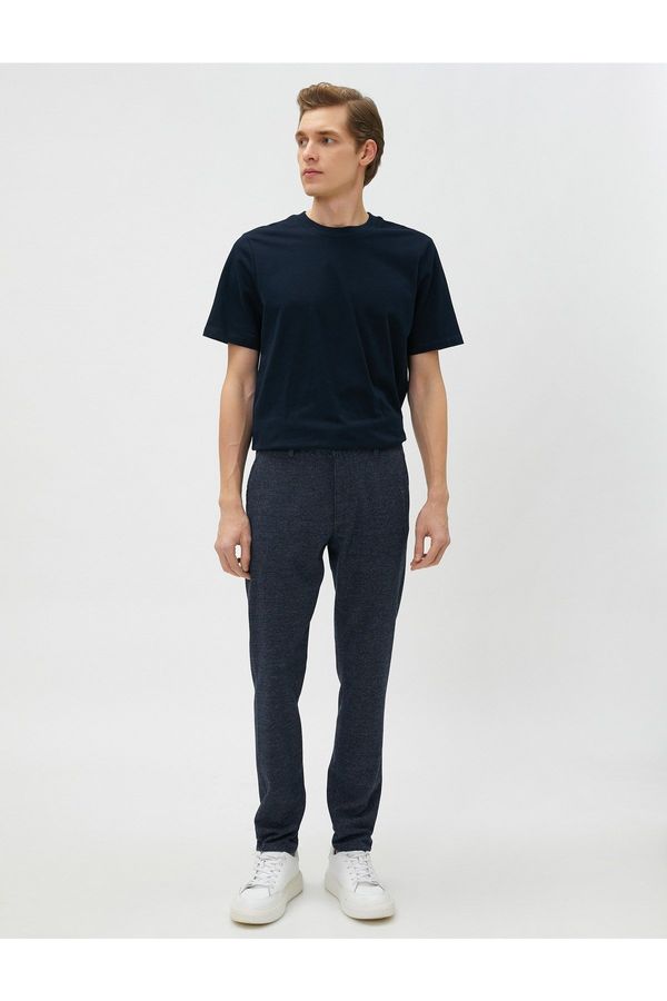 Koton Koton Woven Trousers with Houndstooth Detail, Buttons and Pockets