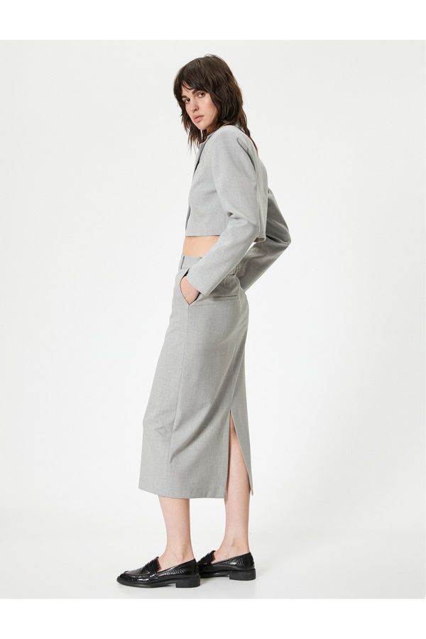Koton Koton Zippered Midi Skirt