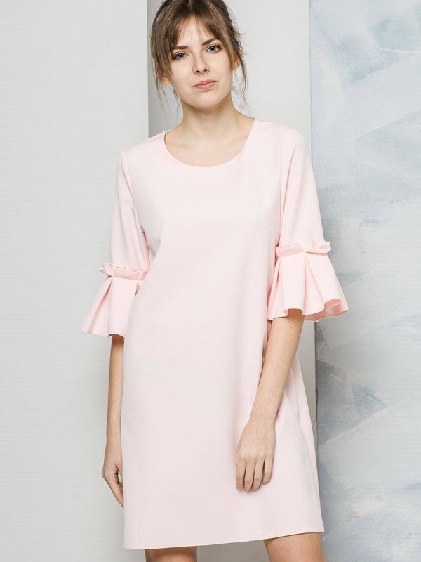 La Diva La Diva dress decorated with sleeves with wide pleats pink