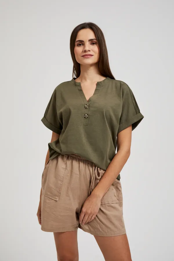 Moodo Ladies' blouse with buttons MOODO - dark olive