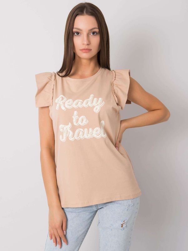 Fashionhunters Lady's beige blouse with print