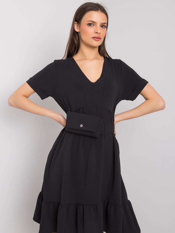 Fashionhunters Lady's black dress with frills