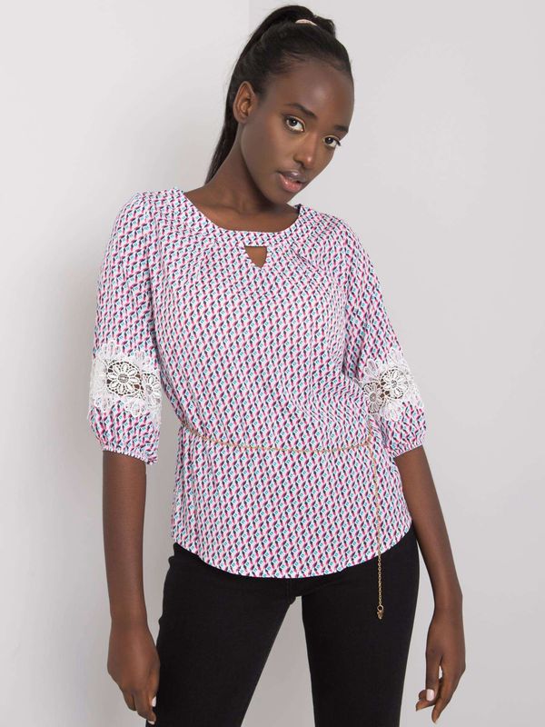 Fashionhunters Lady's blouse with white-pink pattern