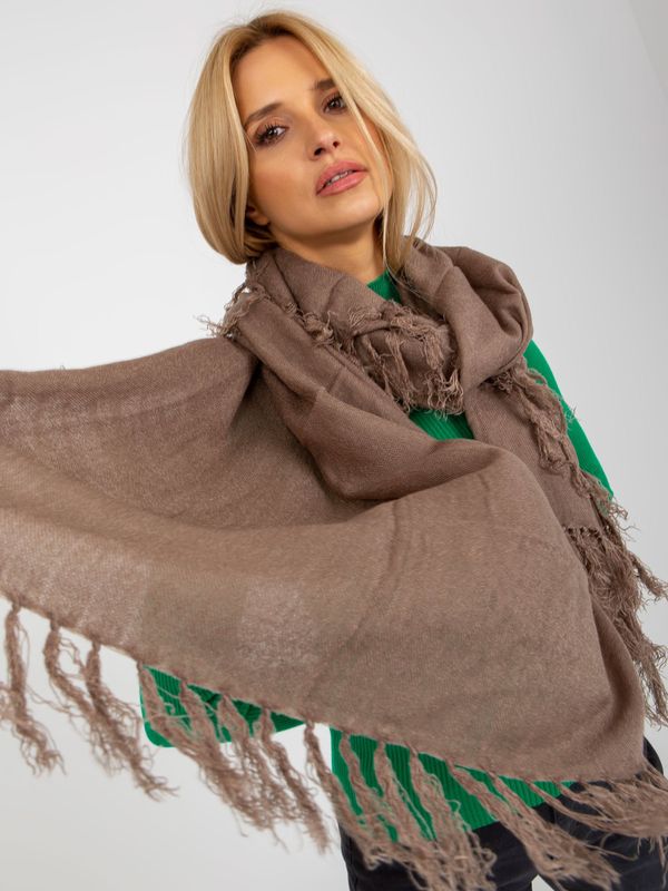 Fashionhunters Lady's dark beige smooth scarf