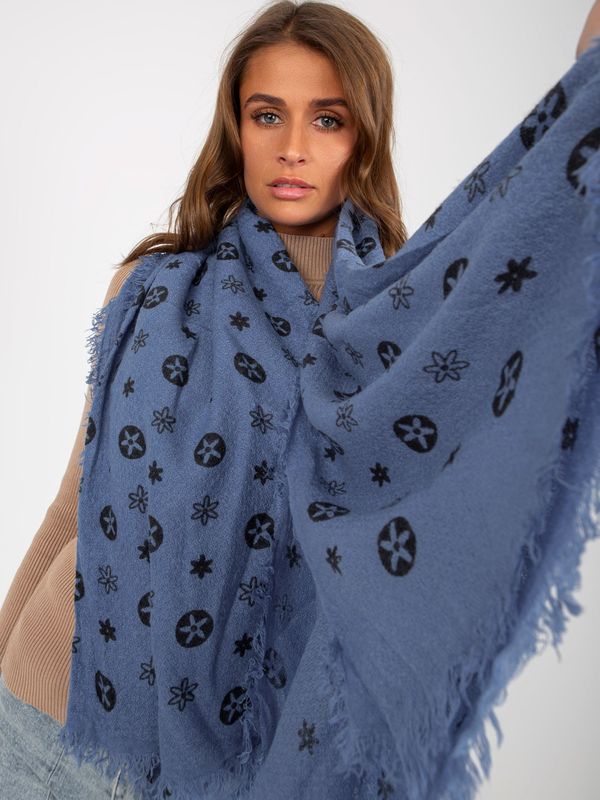 Fashionhunters Lady's dark blue patterned scarf