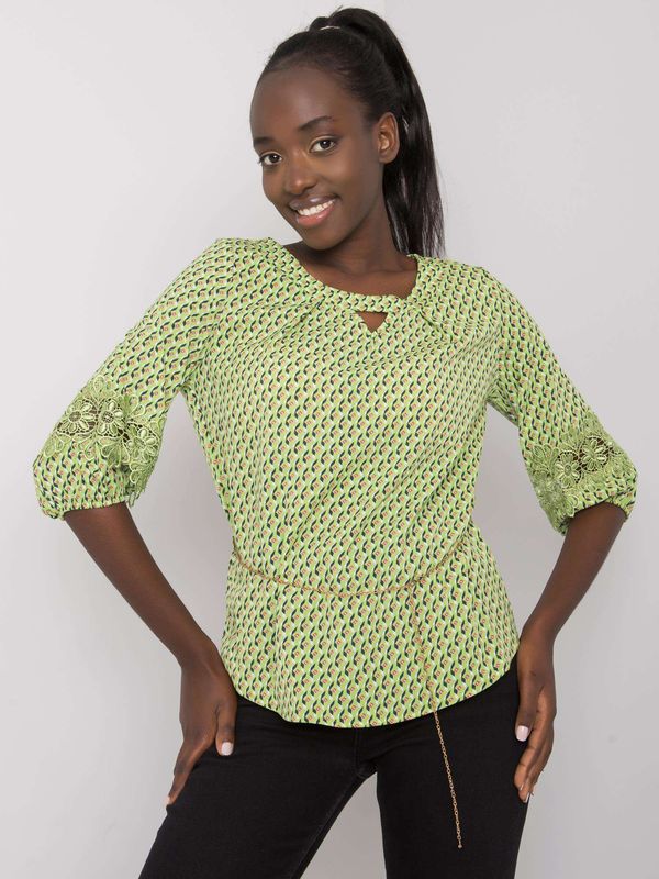 Fashionhunters Lady's green blouse with pattern