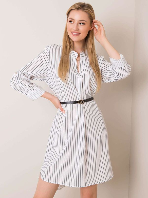 Fashionhunters Lady's white dress with stripes