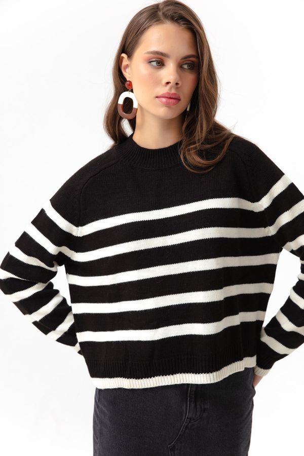 Lafaba Lafaba Women's Black Oversize Striped Knitwear Sweater