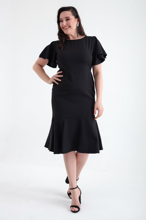 Lafaba Lafaba Women's Black Plus Size Flounce Dress