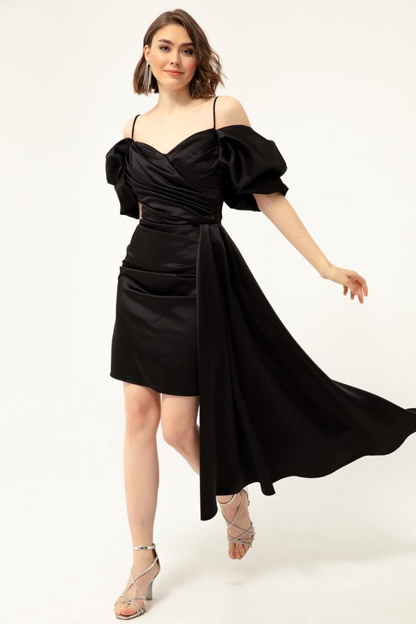 Lafaba Lafaba Women's Black Thin Strap Tailed Evening Dress