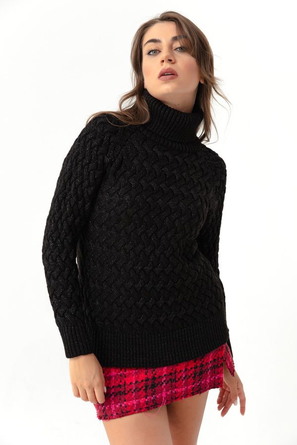 Lafaba Lafaba Women's Black Turtleneck Knitted Detailed Knitwear Sweater