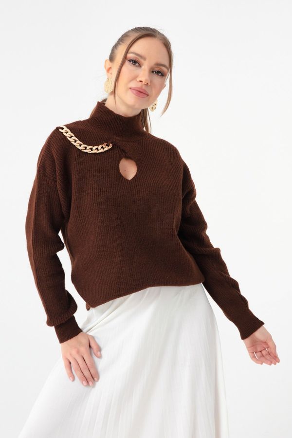 Lafaba Lafaba Women's Brown Chain Rack Knitwear Sweater