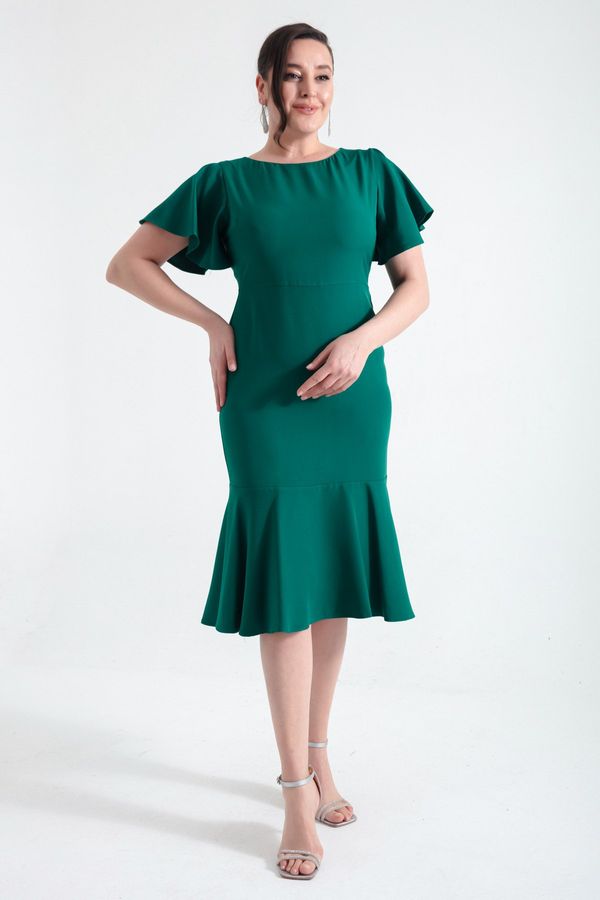 Lafaba Lafaba Women's Emerald Green Plus Size Flounce Dress