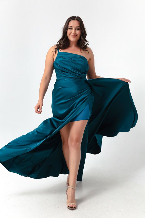 Lafaba Lafaba Women's Oil One-Shoulder Plus Size Satin Evening & Prom Dress