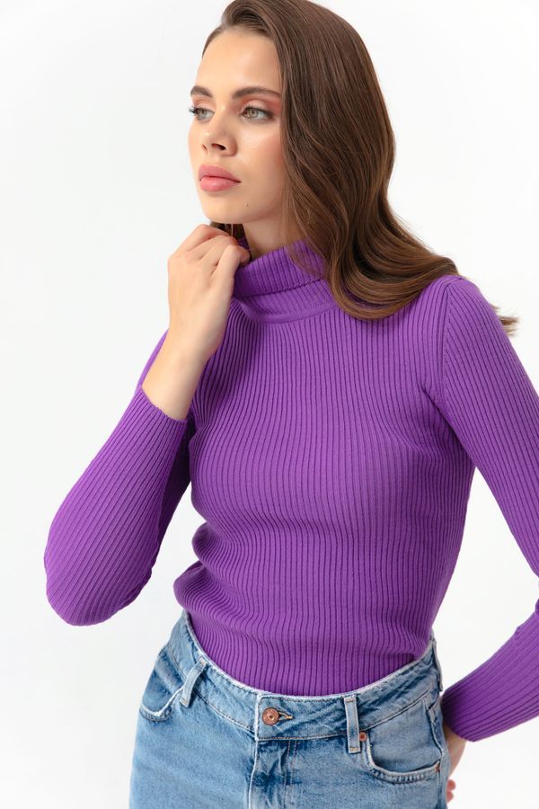 Lafaba Lafaba Women's Purple Turtleneck Knitwear Sweater