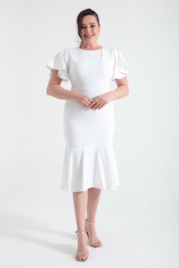 Lafaba Lafaba Women's White Plus Size Flounce Dress