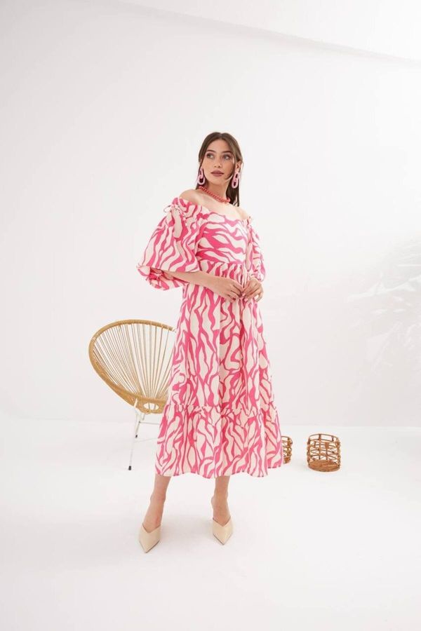 Laluvia Laluvia Pink Patterned Long Dress