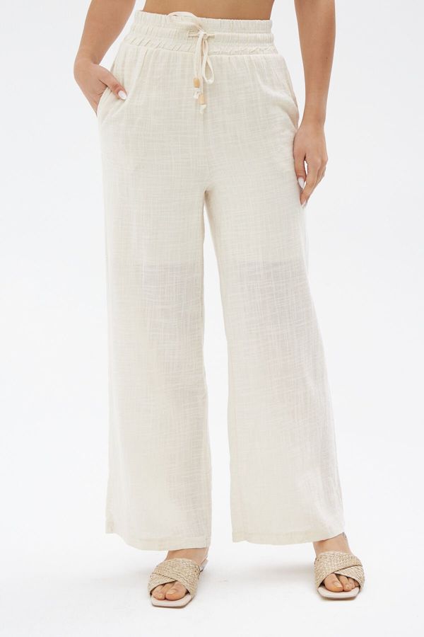 Laluvia Laluvia Stone Waist Elastic Linen Trousers